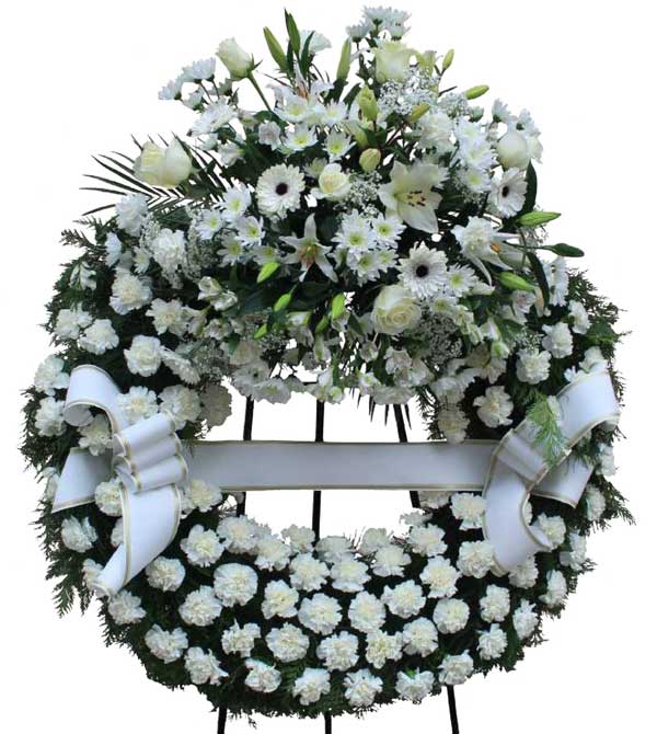 CORONA FUNERARIA. Incluye cinta e inscripción.