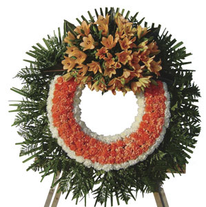 CORONA FUNERARIA. Incluye cinta e inscripción.
